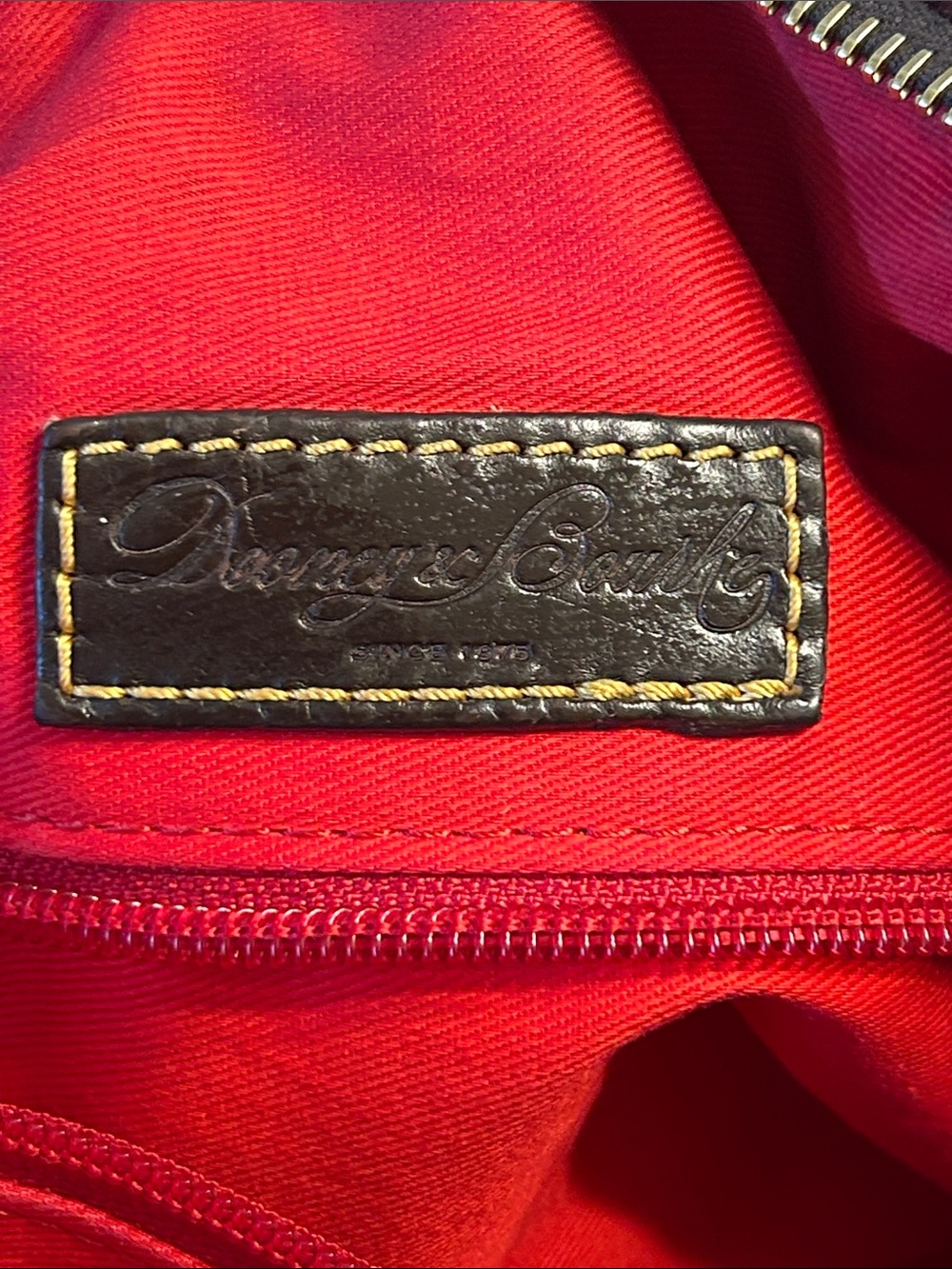Dooney & Bourke Burgundy Suede Shoulder Bag with Dark Brown Trim - Picture 5 of 12